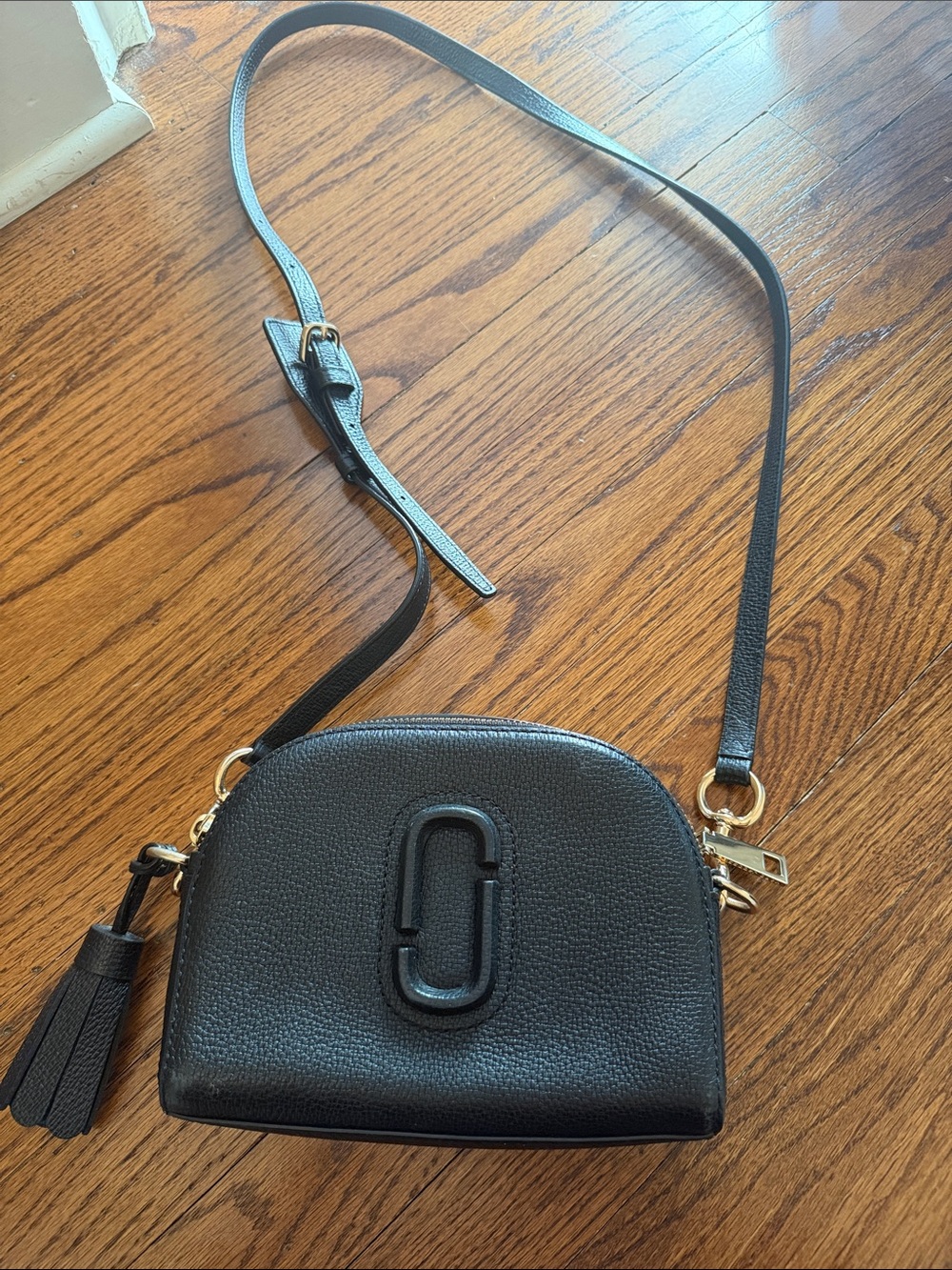 Marc Jacobs Black Leather Crossbody with Double-J Emblem